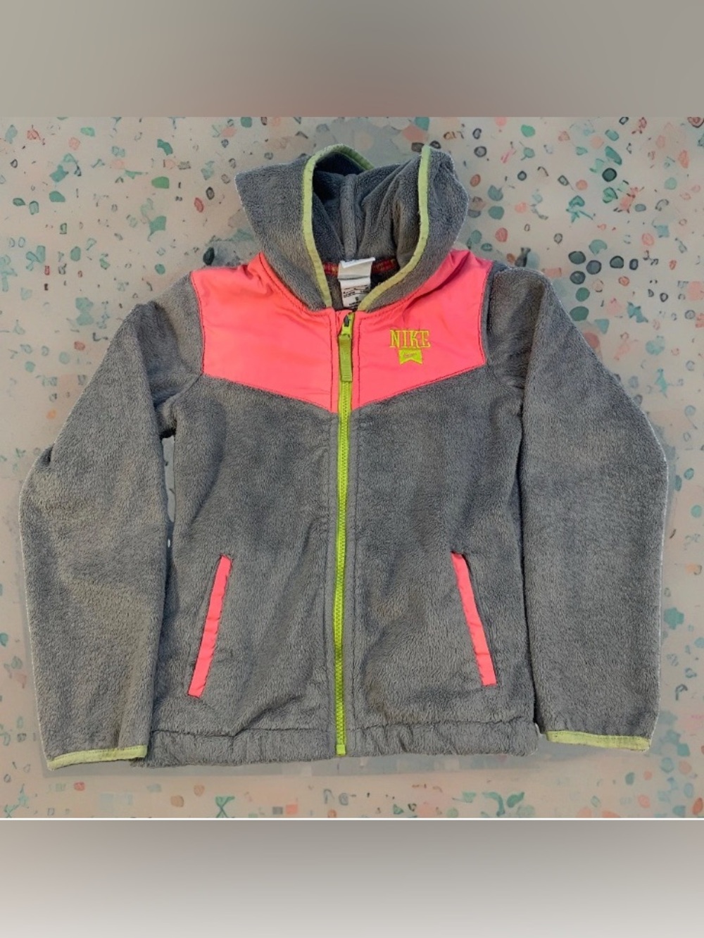 Nike Gray & Pink Hooded Fleece Zip Jacket Size Small